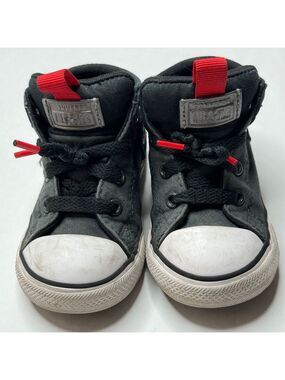 Converse Toddler All Stars High Top Sneakers Grey Black Red Size 7